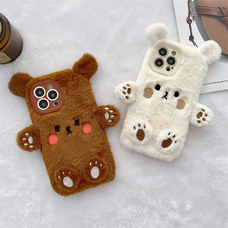 Apple Iphone 16 - Casing Ponsel Pasangan Beruang Kartun 3D