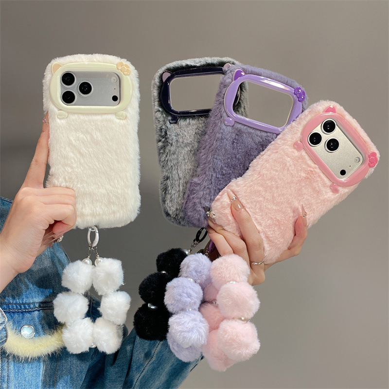 Apple Iphone 16 - Casing Ponsel Mewah Warna Solid Berbulu