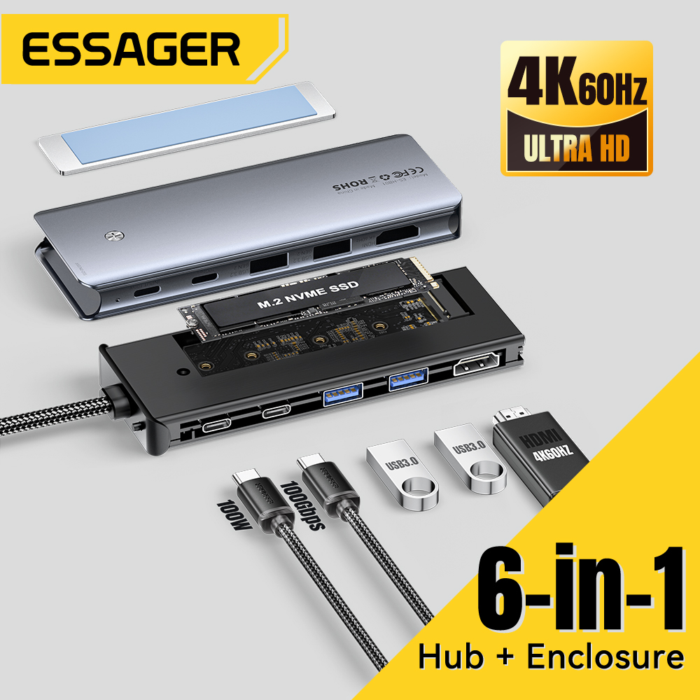 Hdmi Adapter Tablet - Essager USB C Hub, dengan M.2
