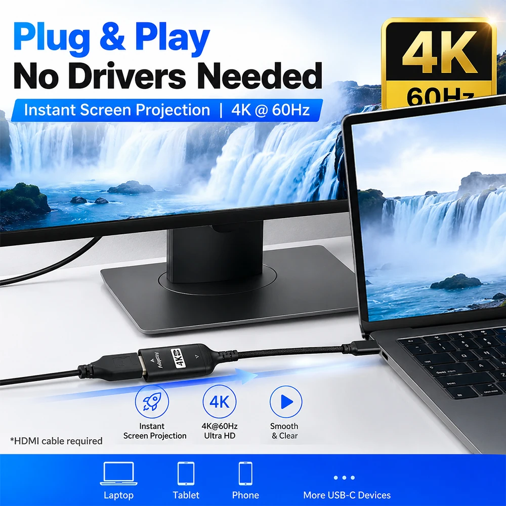 Adaptor USB C ke HDMI 4K@60Hz  - Hdmi Adapter Tablet ulasan dan harga