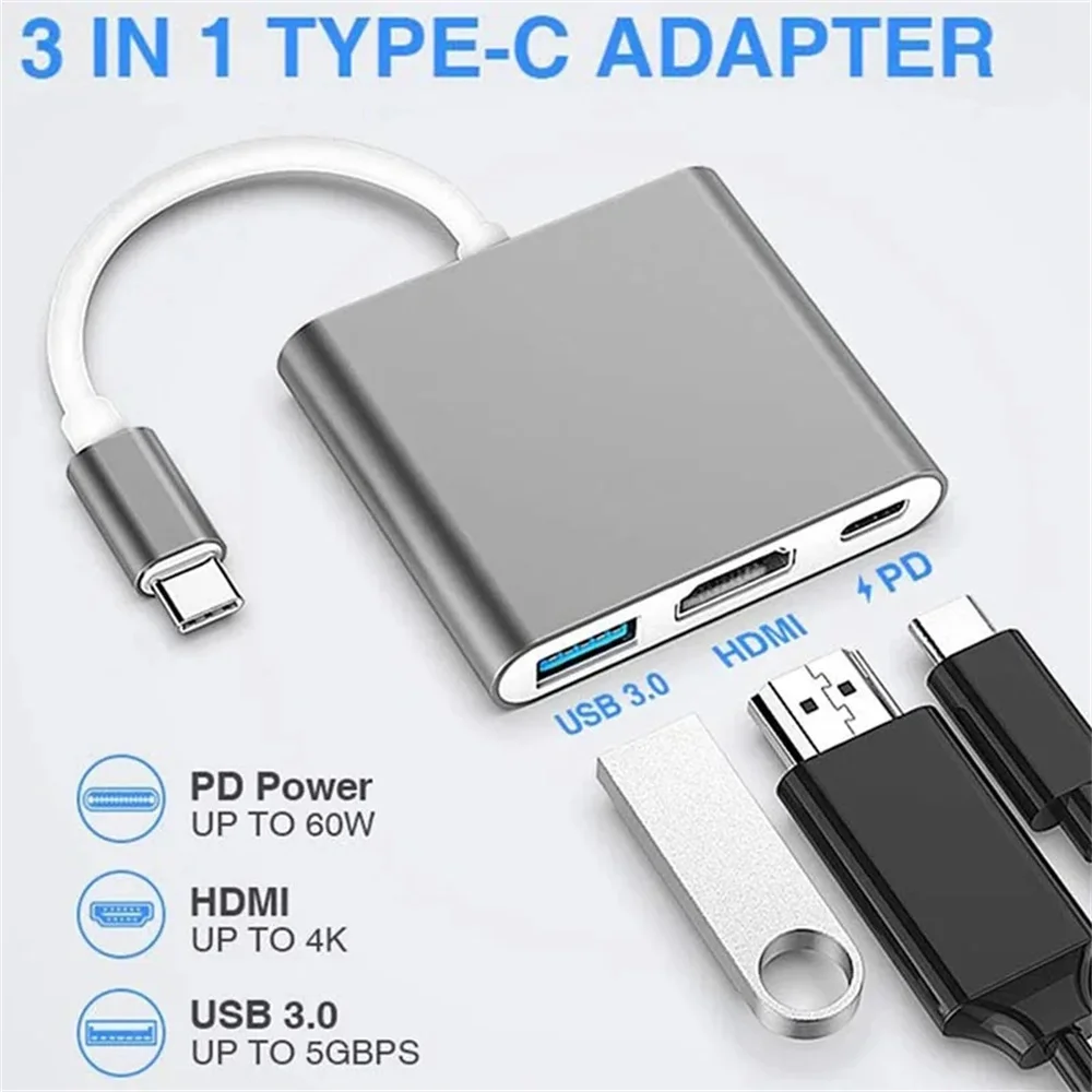 USB C HUB 3-in-1 Multiport Ada - Hdmi Adapter Tablet ulasan dan harga