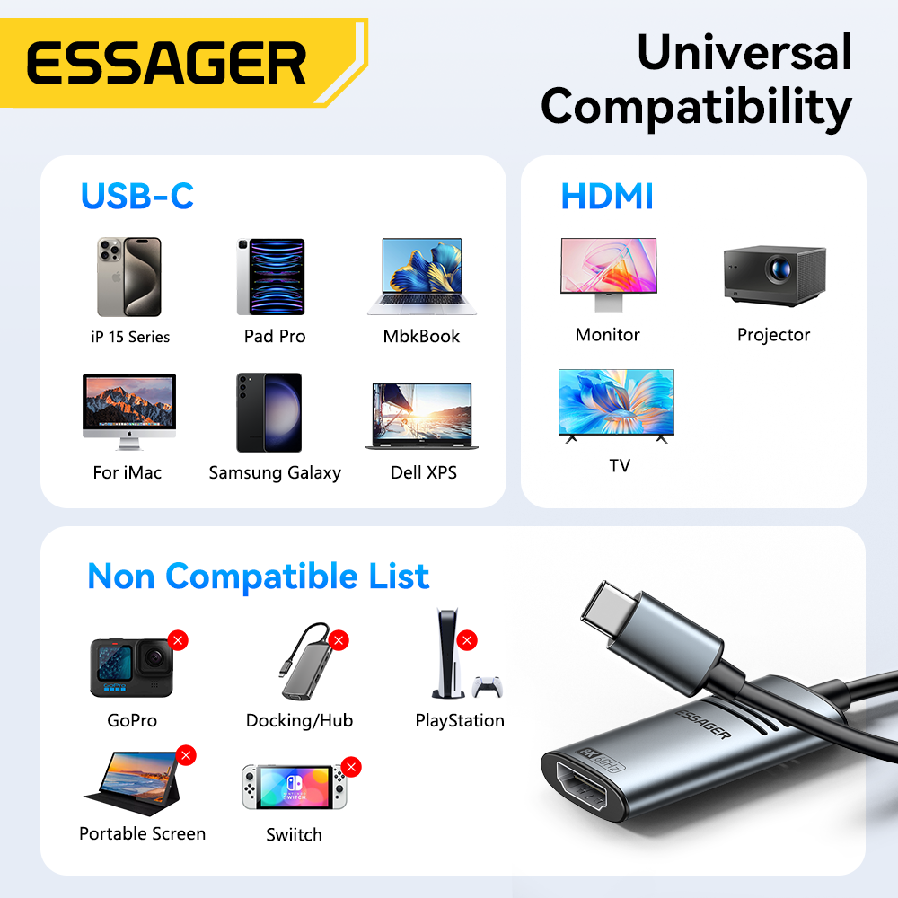 Essager adaptor kabel TV, HDMI - Hdmi Adapter Tablet ulasan dan harga
