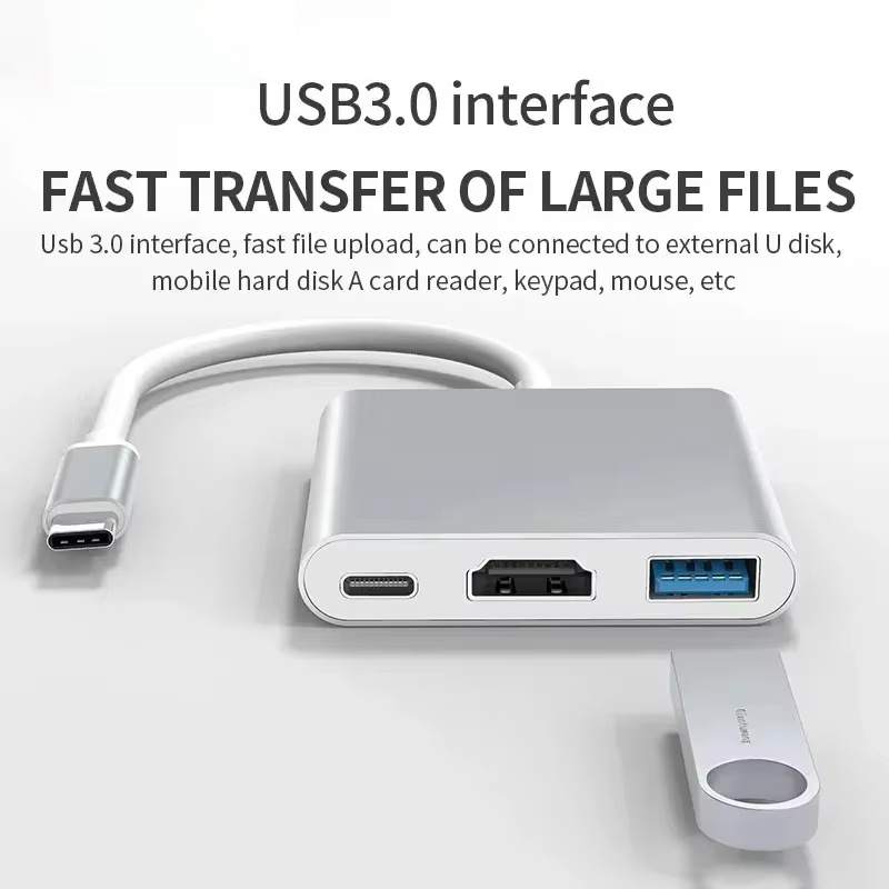 Adaptor 3 In 1 Tipe C Ke HDMI  - Hdmi Adapter Tablet ulasan dan harga